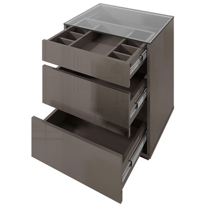 Mesa de Cabeceira Belize 3 Gavetas Cinza Perola  - Casa D