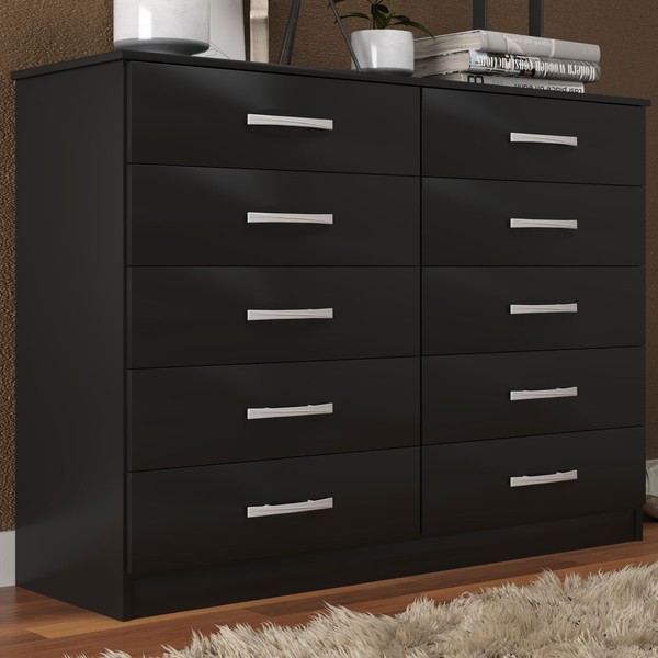 Cômoda 10 Gavetas Austin Preto - Evidência Móveis