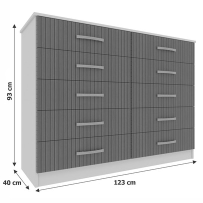 Cômoda 10 Gavetas Austin Preto - Evidência Móveis