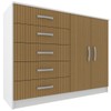 Cômoda 2 Portas 5 Gavetas Branco/Canaletado Cp25 - Evidencia Móveis