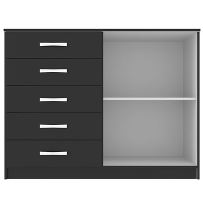 Cômoda 2 Portas 5 Gavetas Preto Cp25 - Evidencia Móveis