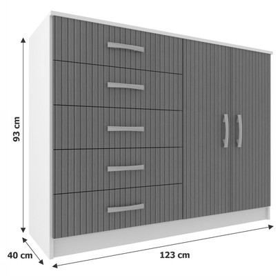 Cômoda 2 Portas 5 Gavetas Preto Cp25 - Evidencia Móveis