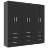 Guarda-Roupa Casal Bergamo 6 Portas 9 Gavetas Preto - Evidencia Móveis