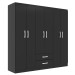 Guarda-Roupa Casal Atalaia 6 Portas 2 Gavetas Preto - Evidencia Móveis