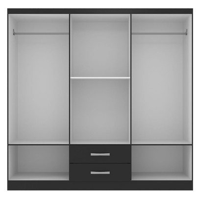 Guarda-Roupa Casal Atalaia 6 Portas 2 Gavetas Preto - Evidencia Móveis