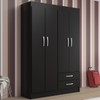 Guarda-Roupa Solteiro Atalaia 4 Portas 2 Gavetas Preto - Evidencia Móveis