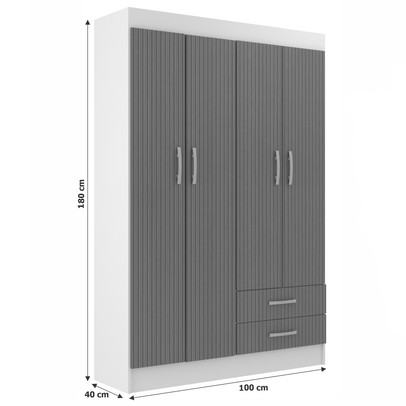 Guarda-Roupa Solteiro Atalaia 4 Portas 2 Gavetas Preto - Evidencia Móveis