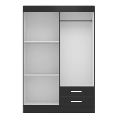 Guarda-Roupa Solteiro Atalaia 4 Portas 2 Gavetas Preto - Evidencia Móveis