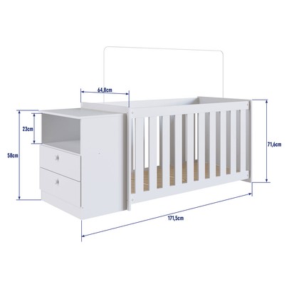 Berço com Cômoda Aconchego 02 2 Gavetas Branco – Completa Móveis