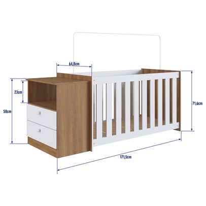 Berço com Cômoda Aconchego 02 2 Gavetas Nogal Manchester/Branco – Completa Móveis
