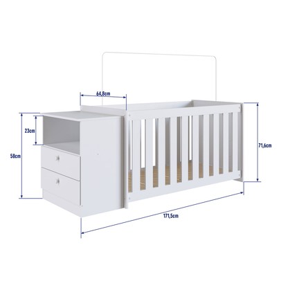 Berço com Cômoda Aconchego 2 Gavetas Branco – Completa Móveis