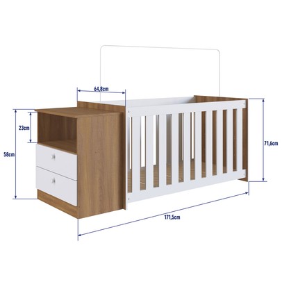 Berço com Cômoda Aconchego 2 Gavetas Nogal Manchester/Branco – Completa Móveis