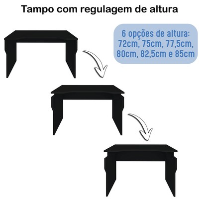 Mesa Gamer 2.0 Ideal para 2 Monitores Preto - Artany