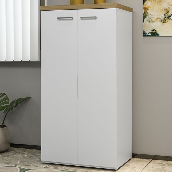 Armário para Escritório Toq 2 Portas 3 Prateleiras Olmo/Branco - Artany