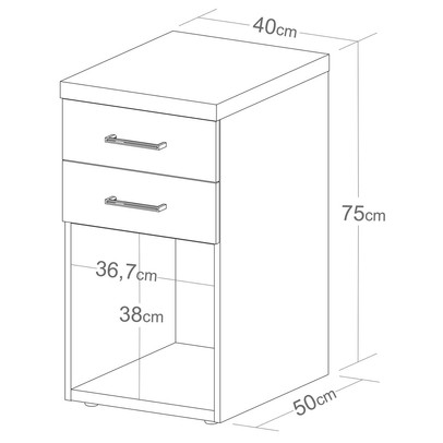 Gaveteiro Toq 2 Gavetas Olmo/Branco - Artany