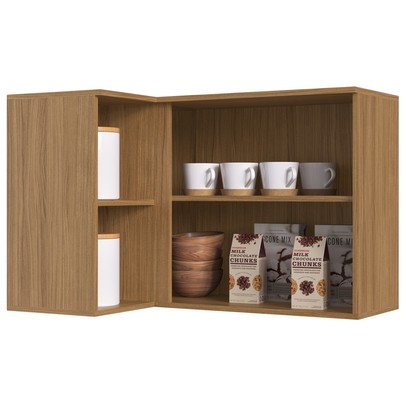 Armário Aéreo Cozinha de Canto 1 Porta 2 Prateleiras Co8103 Naturalle - Decibal Móveis