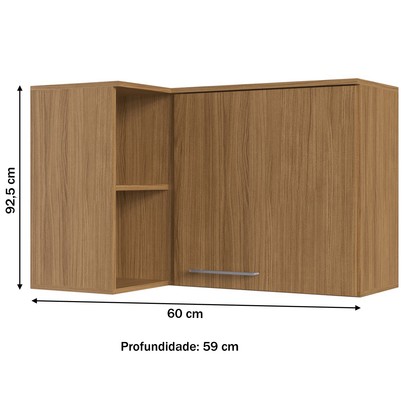 Armário Aéreo Cozinha de Canto 1 Porta 2 Prateleiras Co8103 Naturalle - Decibal Móveis