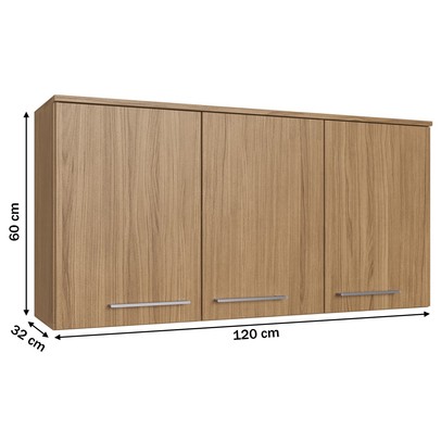 Armário Aéreo Cozinha 3 Portas 2 Prateleiras Naturalle Co8300 - Decibal Móveis