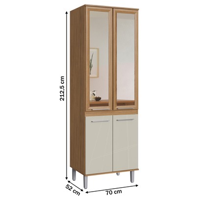 Paneleiros 4 Portas 4 Prateleiras Naturalle/Cristalo Co8220 - Decibal Móveis