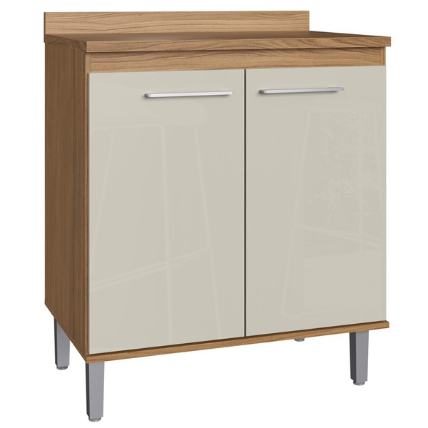 Armário de Cozinha 2 Portas 1 Prateleira Co8200 Naturalle/Cristalo - Decibal Móveis