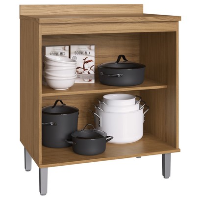 Armário de Cozinha 2 Portas 1 Prateleira Co8200 Naturalle/Cristalo - Decibal Móveis