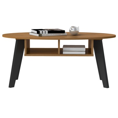 Mesa de Centro Diva 2 Nichos Pinho/Preto - Artely