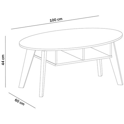 Mesa de Centro Diva 2 Nichos Pinho/Preto - Artely