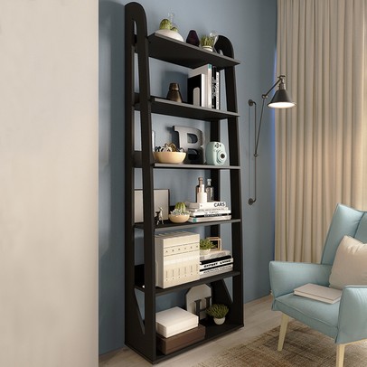 Estante para Livros Floripa 5 Prateleiras Preto - Artely