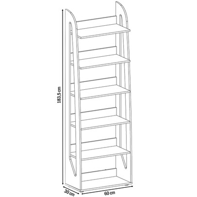 Estante para Livros Floripa 5 Prateleiras Preto - Artely