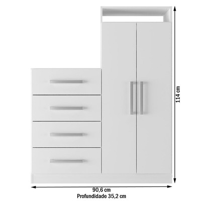 Cômoda Paris 2 Portas 4 Gavetas Branco - Panorama Móveis