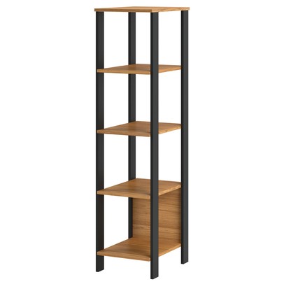 Estante para Livros 4 Prateleiras 100% Mdf Freijó/Preto Fosco F28 - Pradel