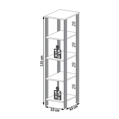 Estante para Livros 4 Prateleiras 100% Mdf Freijó/Preto Fosco F28 - Pradel