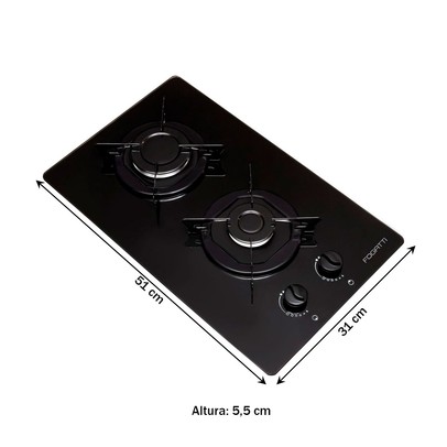 Cooktop 2 Bocas com Vidro Preto - Fogatti