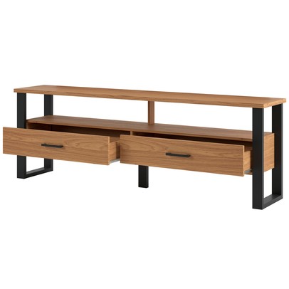 Rack para TV Até 60 Polegadas 2 Gavetas 100% Mdf Freijó/Preto Fosco F42 - Pradel