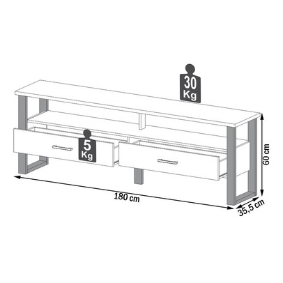 Rack para TV Até 60 Polegadas 2 Gavetas 100% Mdf Freijó/Preto Fosco F42 - Pradel