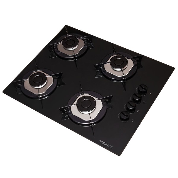 Cooktop 4 Bocas com Vidro Preto - Fogatti