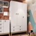 Guarda-Roupa Infantil Favo de Mel 3 Portas 2 Gavetas Branco - Completa Móveis