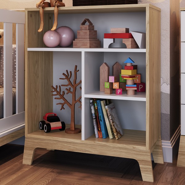 Cômoda Infantil Favo de Mel 4 Nichos Itapuã/Branco – Completa Móveis