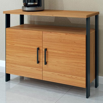 Armário para Escritório Industrial 2 Portas 100% Mdf Freijó/Preto Fosco F32 - Pradel