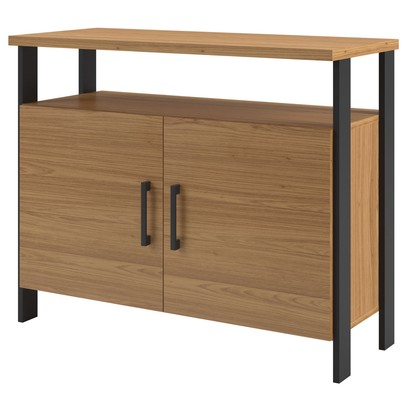 Armário para Escritório Industrial 2 Portas 100% Mdf Freijó/Preto Fosco F32 - Pradel