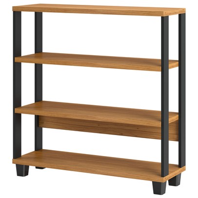 Estante para Livros Industrial 2 Prateleiras 100% Mdf Freijó/Preto Fosco F23 - Pradel