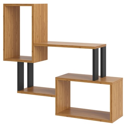 Prateleira Industrial 2 Prateleiras 100% Mdf Freijó/Preto Fosco F25 - Pradel