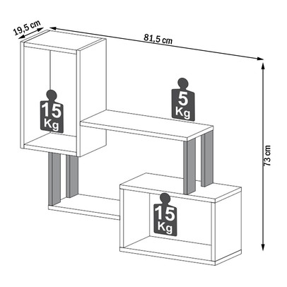 Prateleira Industrial 2 Prateleiras 100% Mdf Freijó/Preto Fosco F25 - Pradel