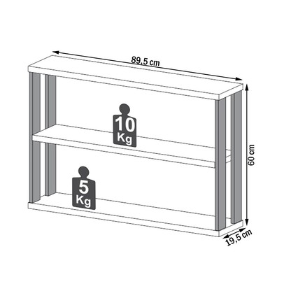 Prateleira Decorativa Industrial 1 Prateleira 100% Mdf Freijó/Preto Fosco F26 - Pradel