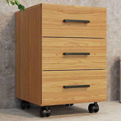 Gaveteiro com Rodízios 3 Gavetas 100% Mdf Freijó F16 - Pradel