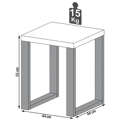 Mesa de Canto Industrial 100% Mdf Freijó/Preto Fosco F33 - Pradel