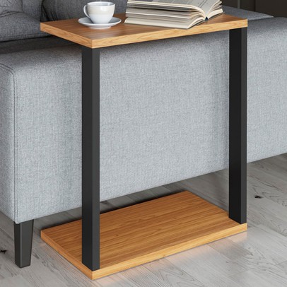 Mesa de Canto Industrial 100% Mdf Freijó/Preto Fosco F36 - Pradel