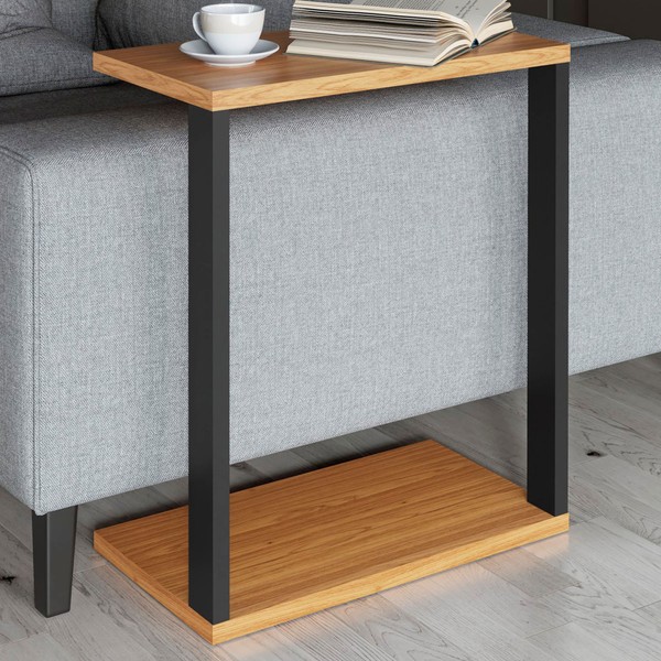 Mesa de Canto Industrial 100% Mdf Freijó/Preto Fosco F36 - Pradel