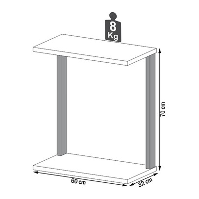 Mesa de Canto Industrial 100% Mdf Freijó/Preto Fosco F36 - Pradel