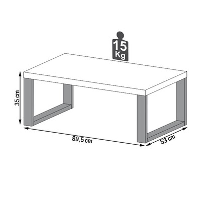 Mesa de Centro Industrial 100% Mdf Freijó/Preto Fosco F12 - Pradel